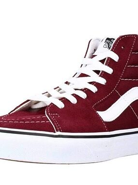 Vans Burgundy Port-Royale Suede High-Top Sneakers with White Stripe SK8-HI